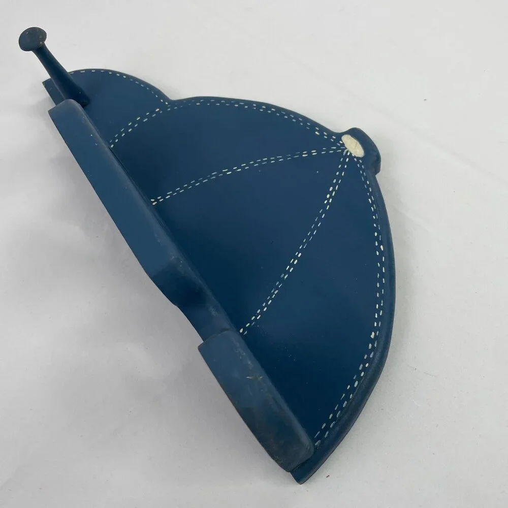 Wall Mounted Wooden Baseball Bat Rack Display Holder and Hat Hook Blue